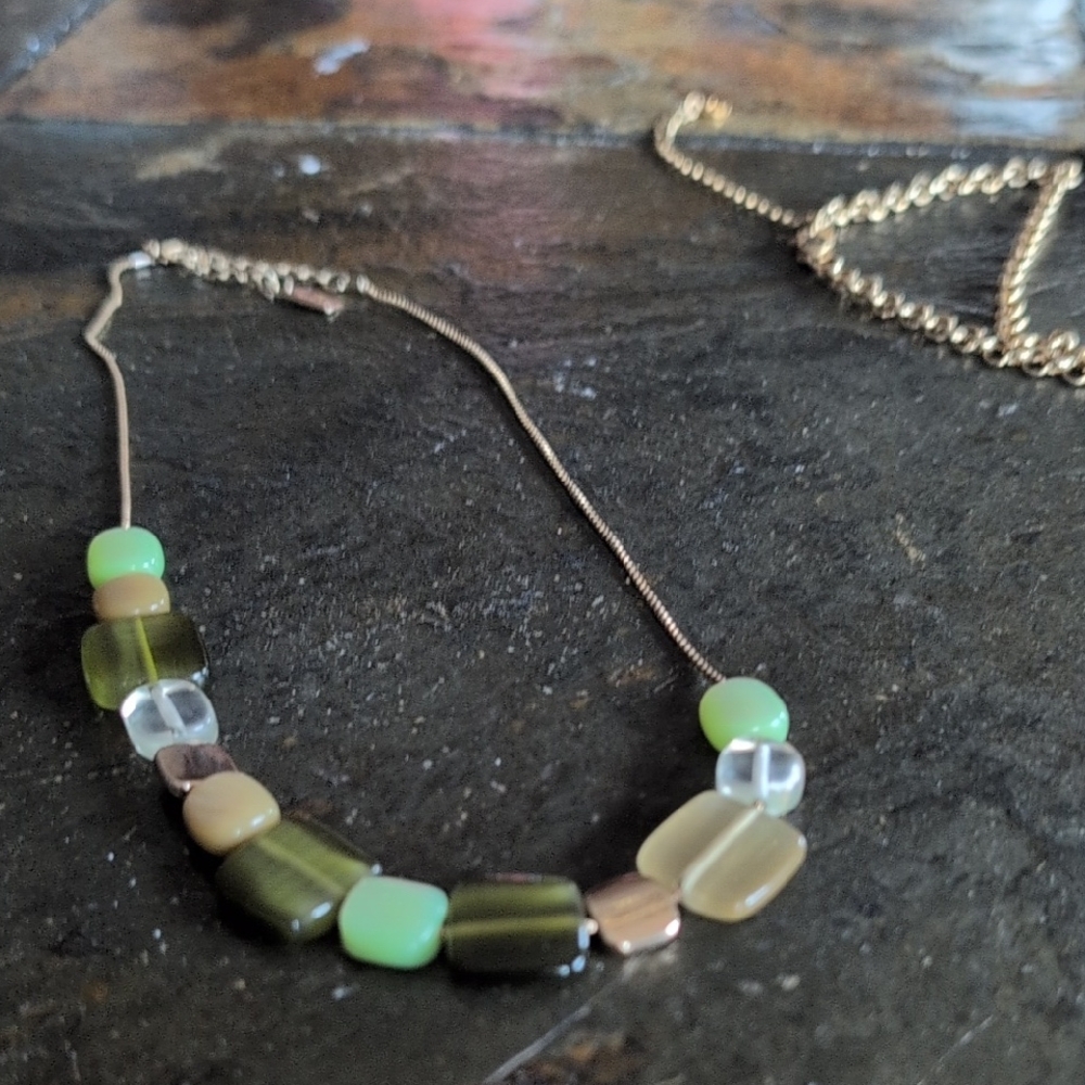 liz & co. Green and Gold Beaded Necklace